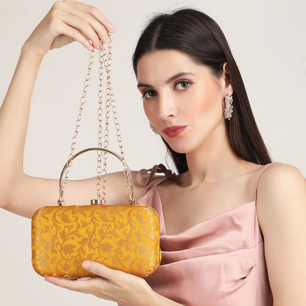 Naaz Banarasi Clutch | Yellow Gold