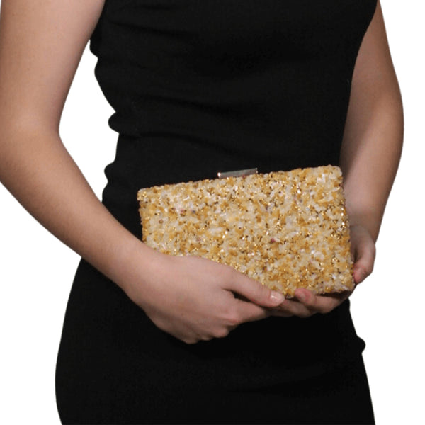 Gravel Stone Clutch | Golden