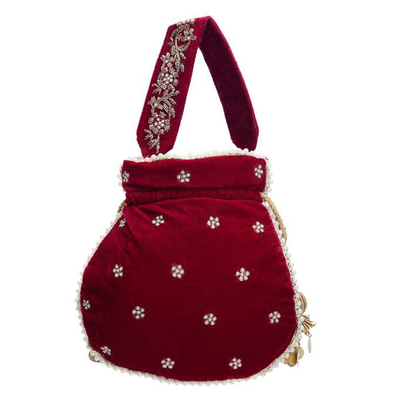 Raas Zardozi Maroon Potli