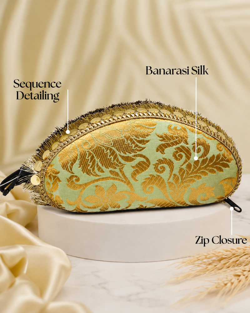 Banarasi  Silk Sunglasses Case | pistachio