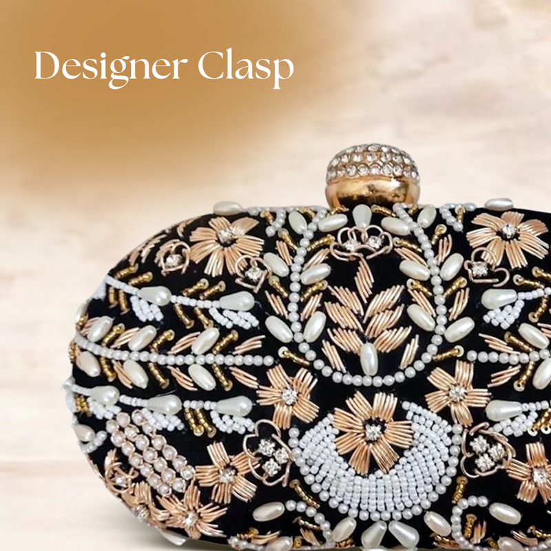 Capsule Zari Clutch | Black