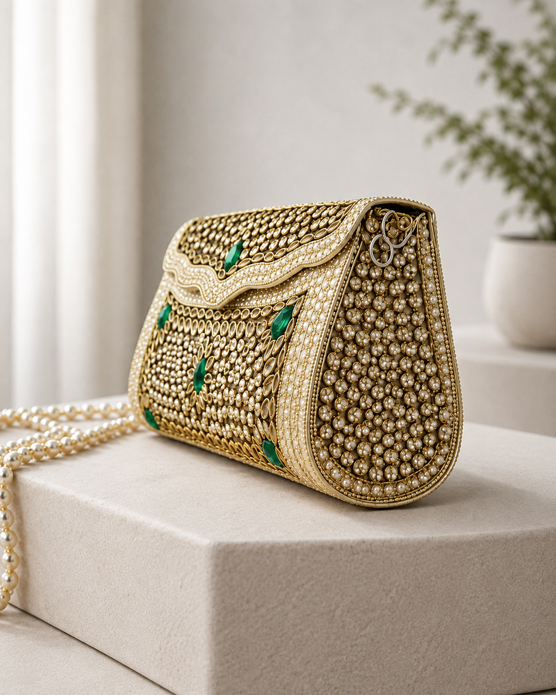 Sitara Gold-Green Clutch