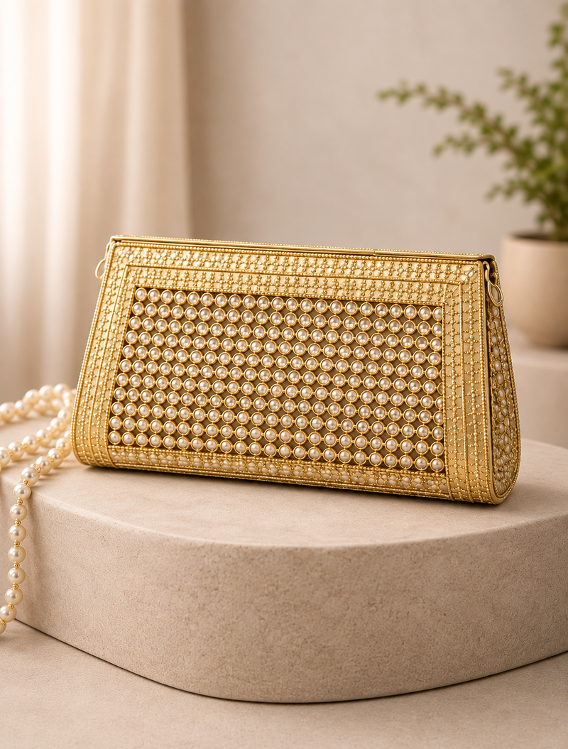 Sitara Gold-Green Clutch