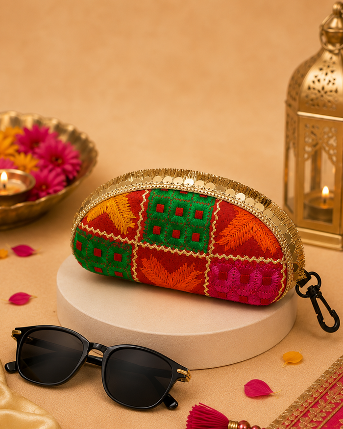 Rangrej Phulkari Sunglass Case
