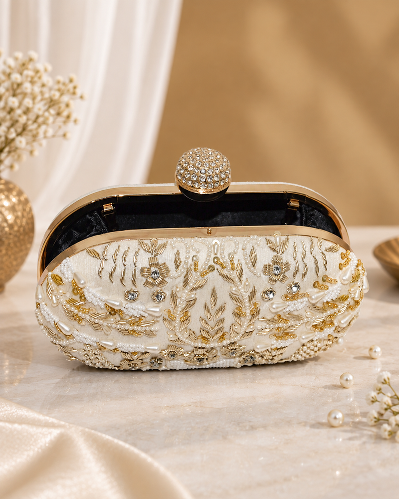 Capsule Zari Clutch | Off White
