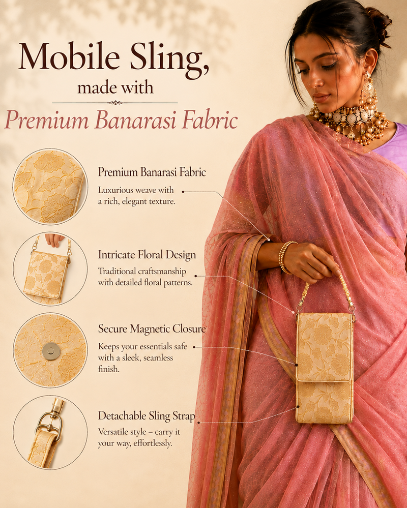 Meher Banarasi Fabric Mobile Sling