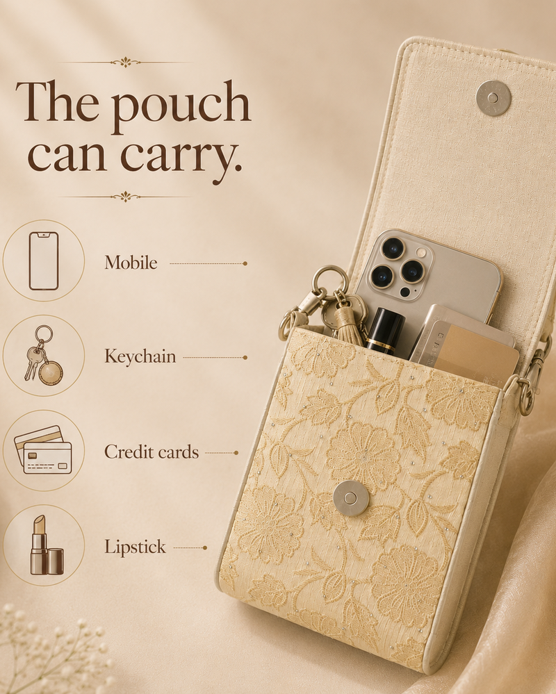 Meher Banarasi Fabric Mobile Sling