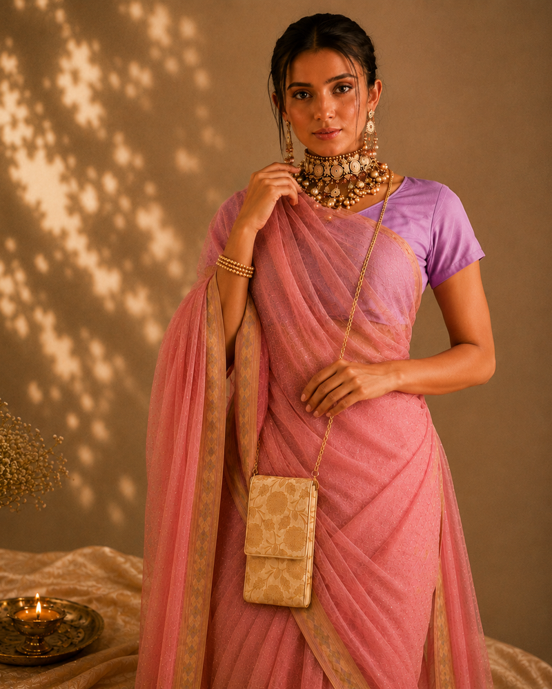 Meher Banarasi Fabric Mobile Sling