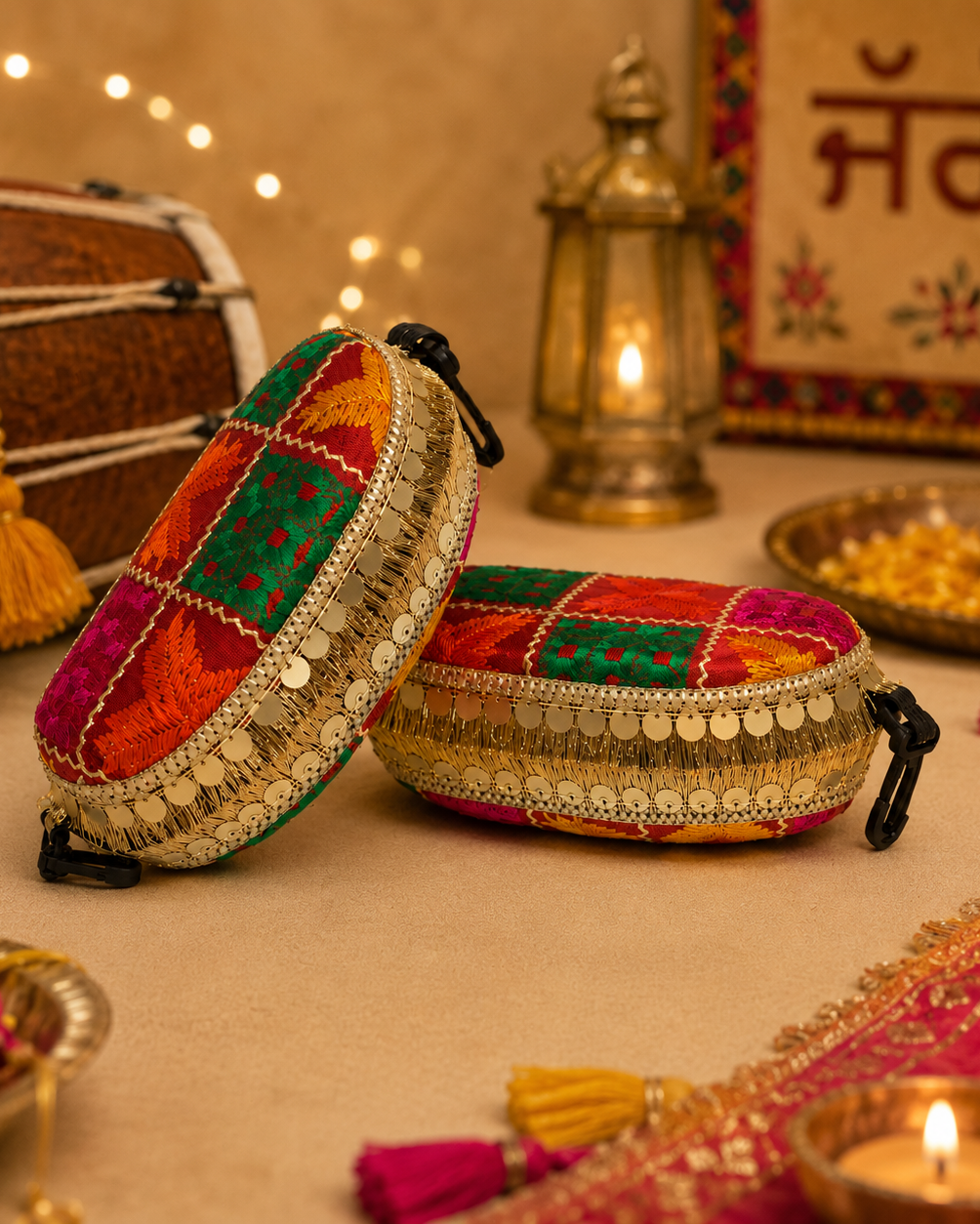 Rangrej Phulkari Sunglasses Case Combo