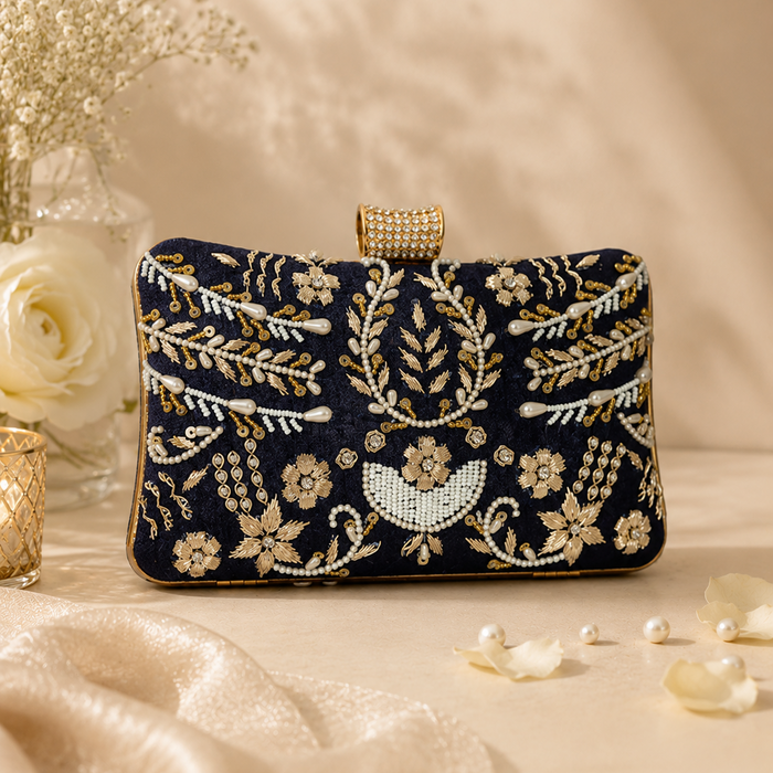 Pillow Zari Clutch | Blue