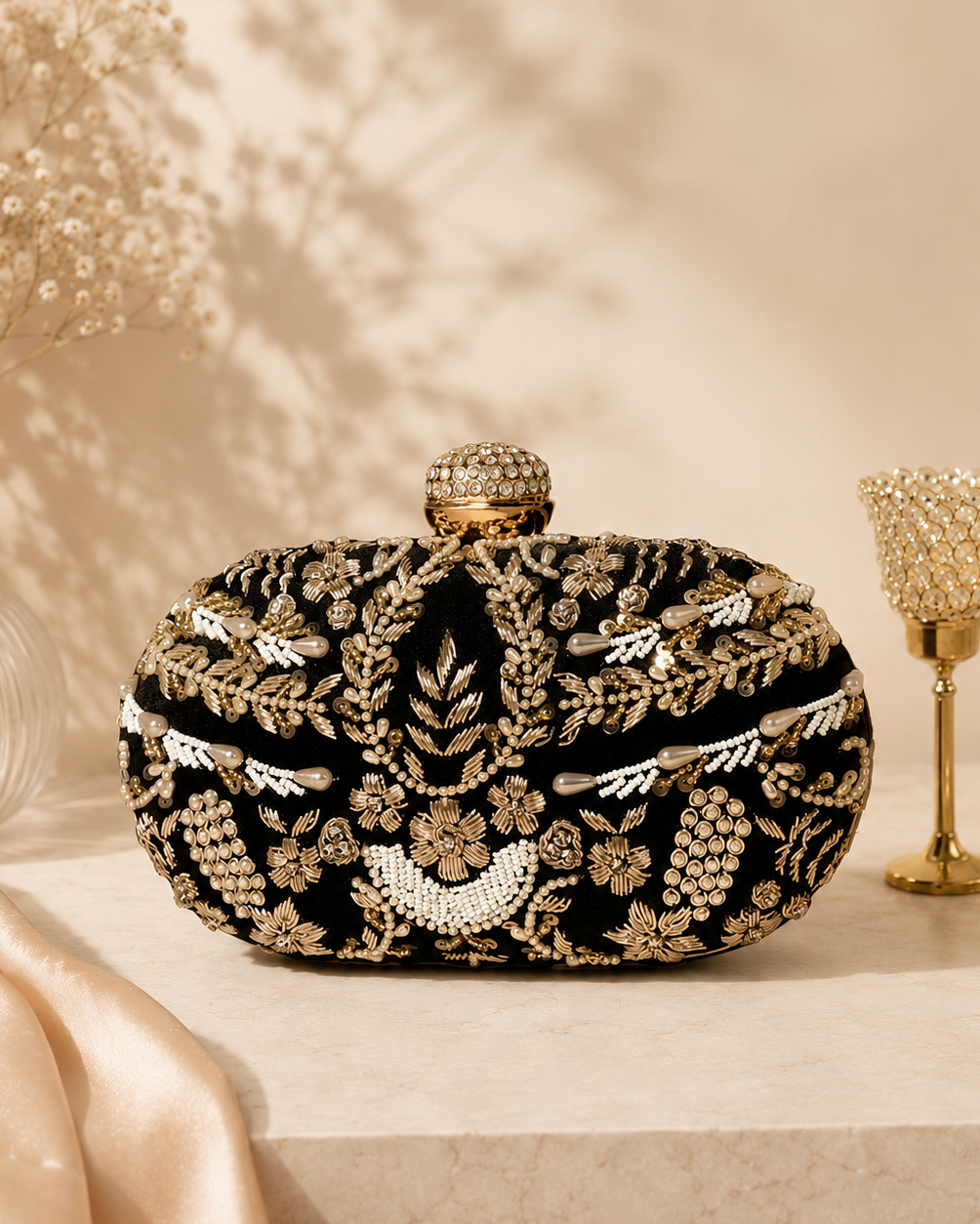 Capsule Zari Clutch | Black