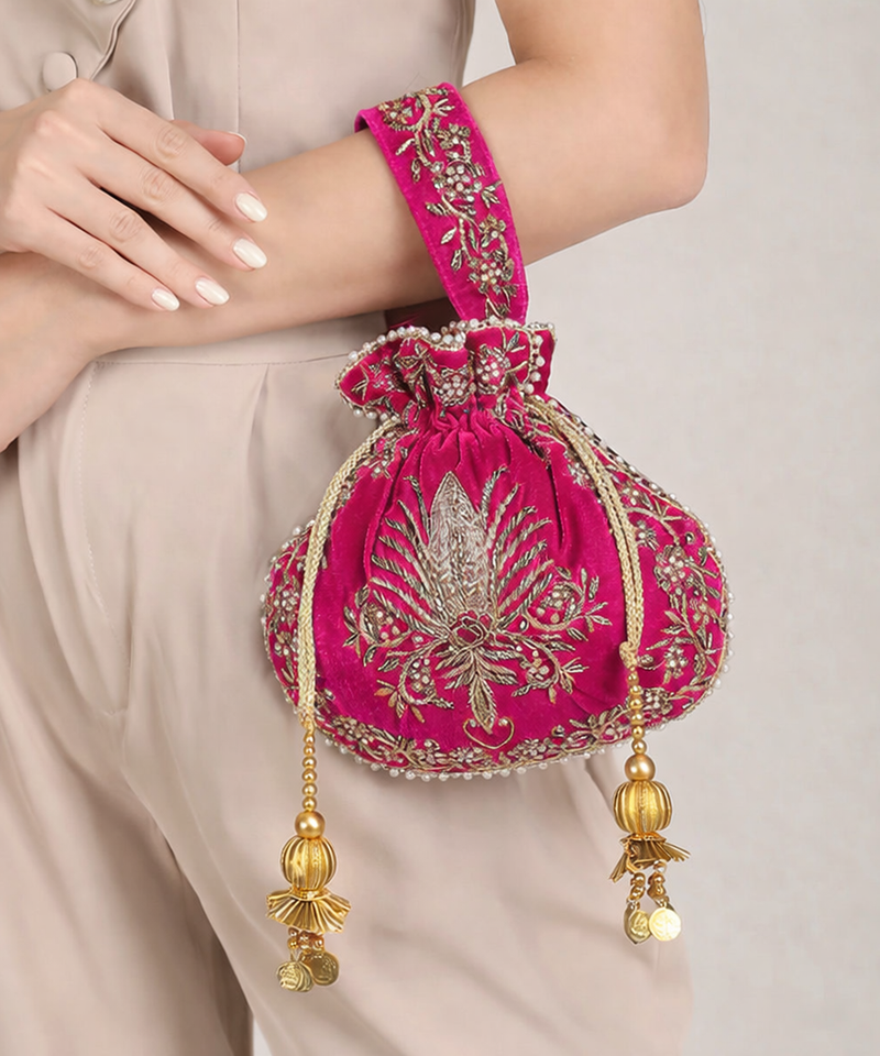 Raas Zardozi Pink Potli