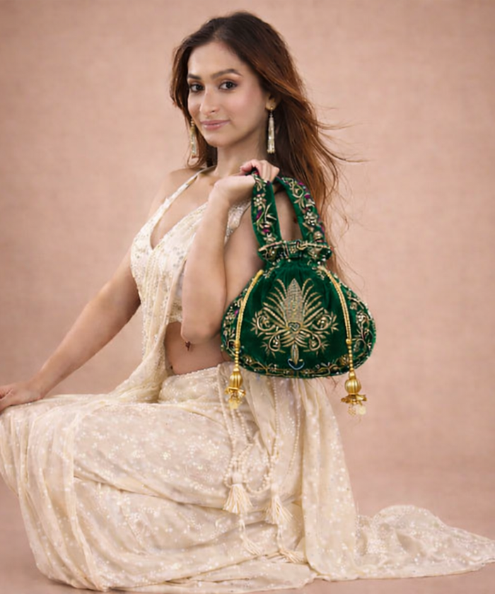 Raas Zardozi Green Potli