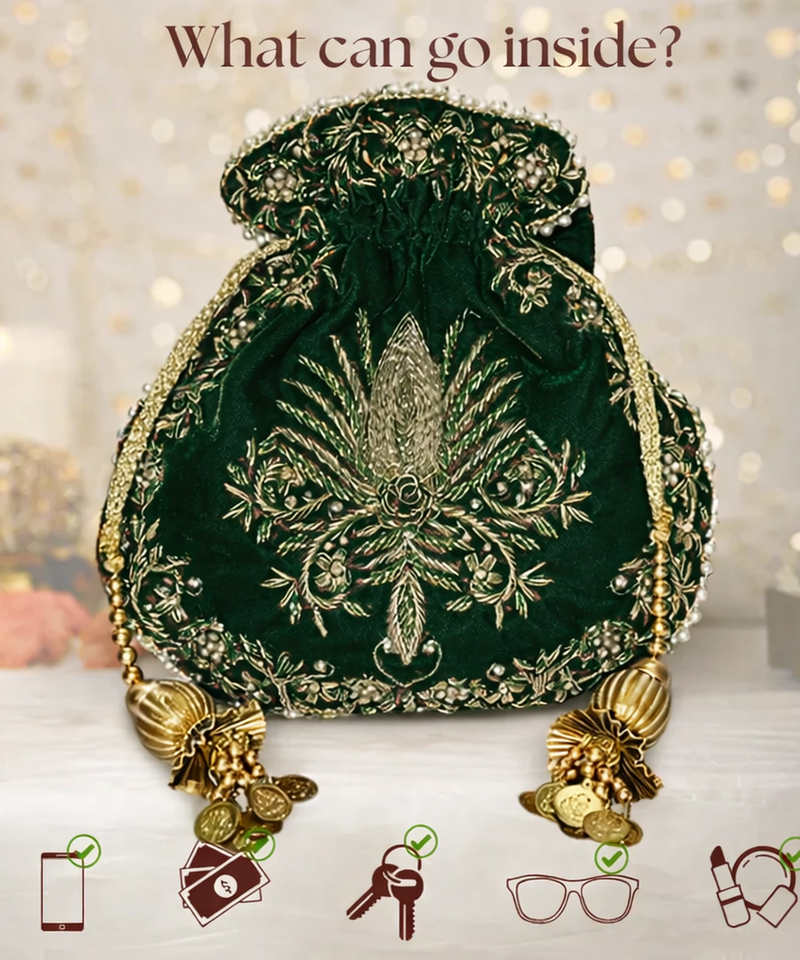 Raas Zardozi Green Potli