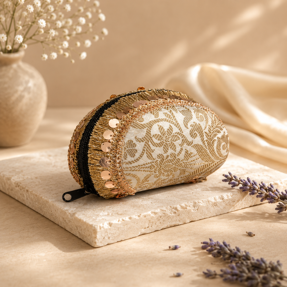 Banarasi  Silk Sunglasses Case | Golden