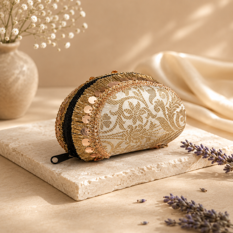 Banarasi  Silk Sunglasses Case | Golden