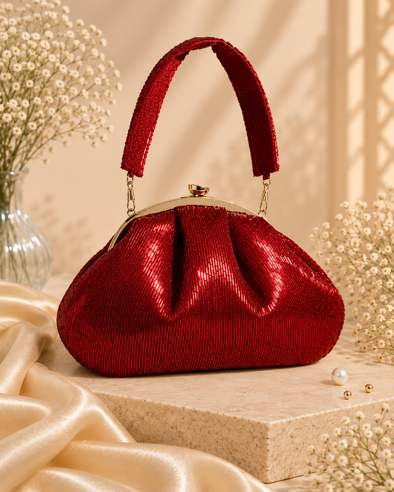 Maroon Cutdana Batua Bag