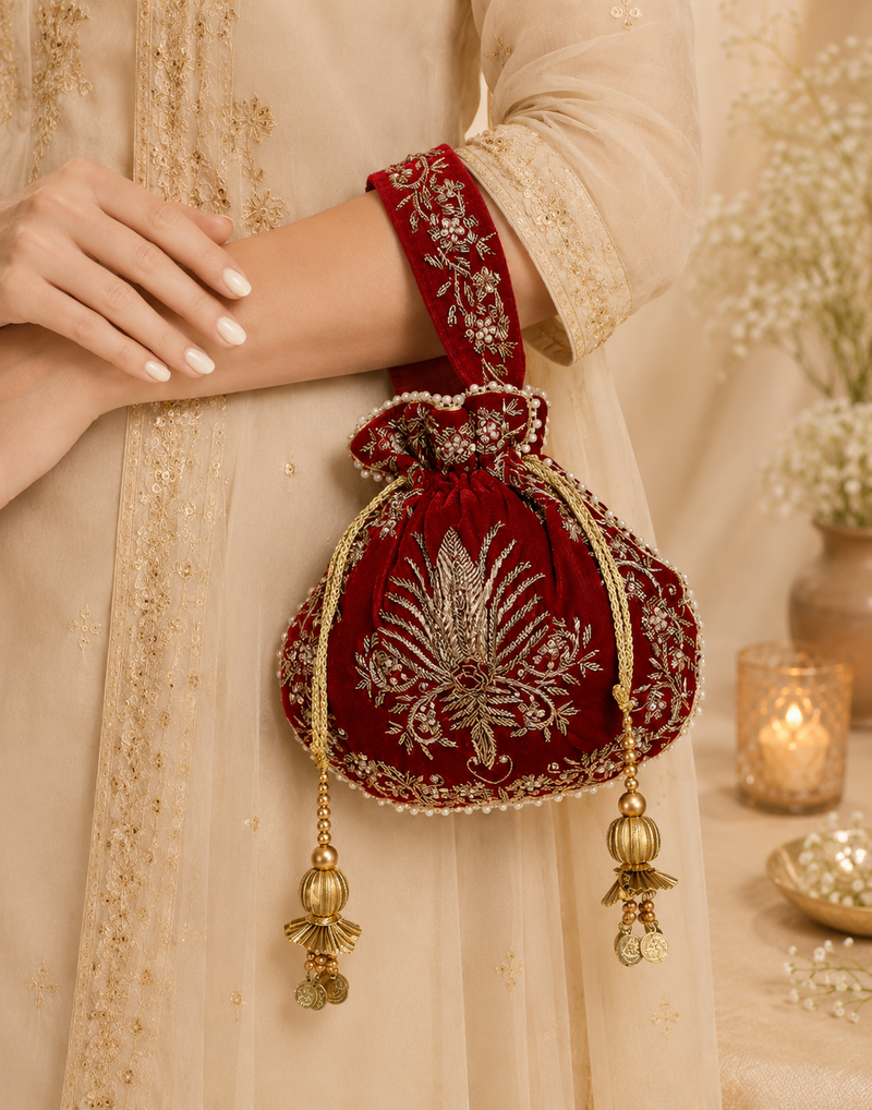 Raas Zardozi Red Potli