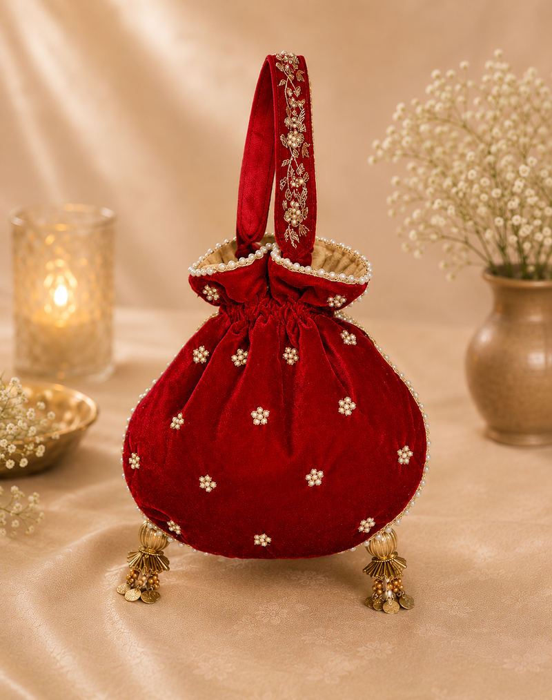 Raas Zardozi Red Potli
