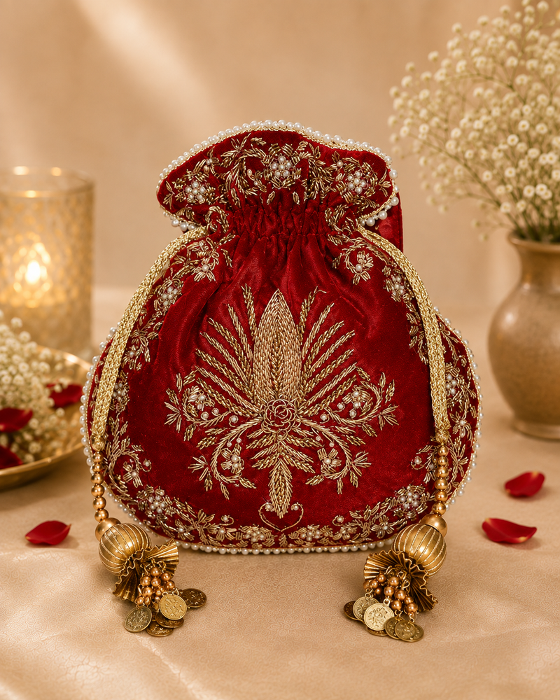 Raas Zardozi Red Potli