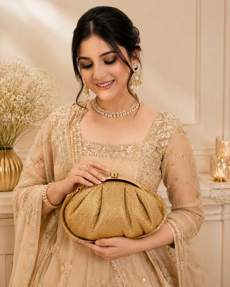 Golden Cutdana Batua Bag