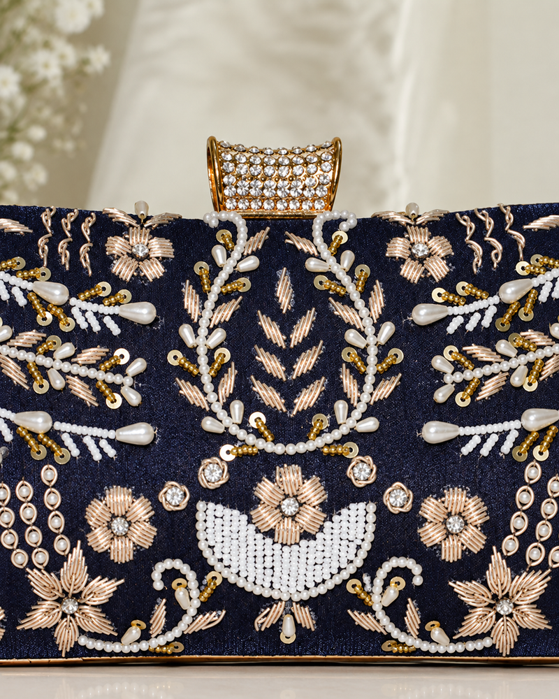 Pillow Zari Clutch | Blue