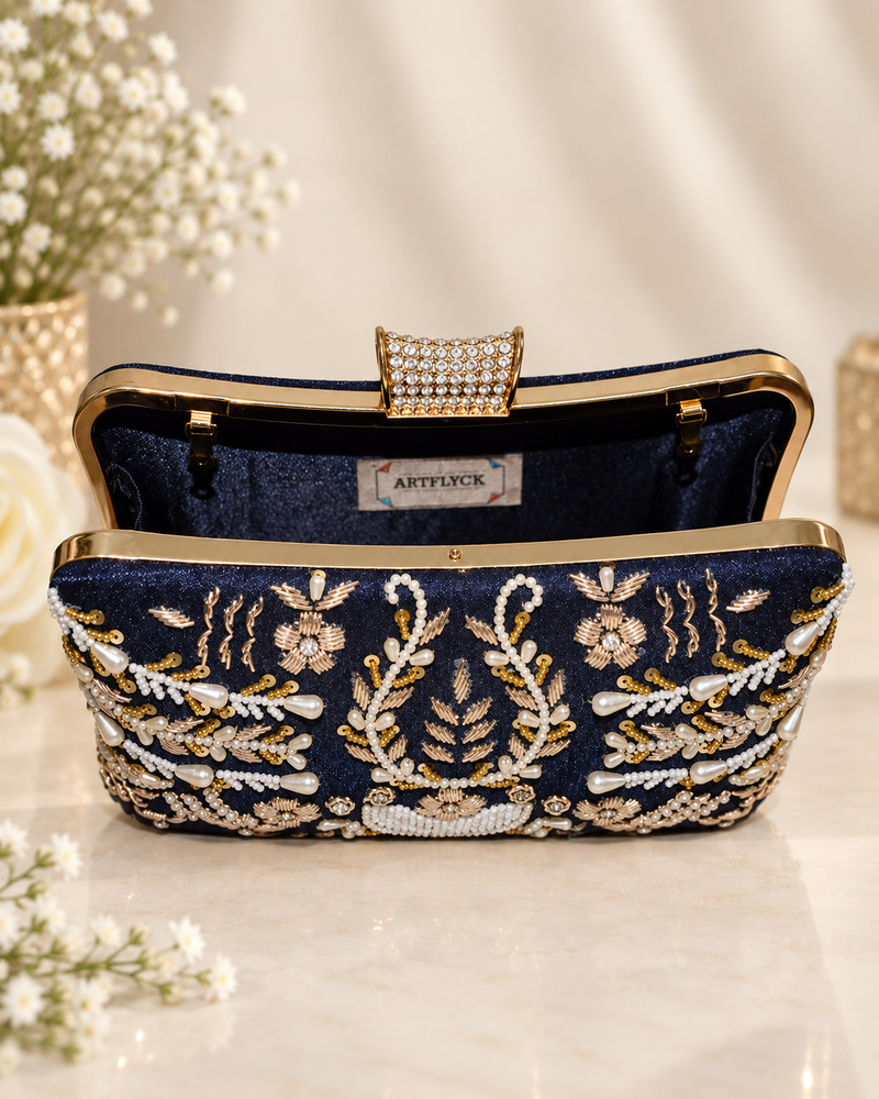 Pillow Zari Clutch | Blue