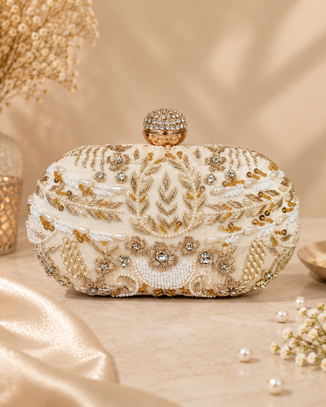 Capsule Zari Clutch | Off White