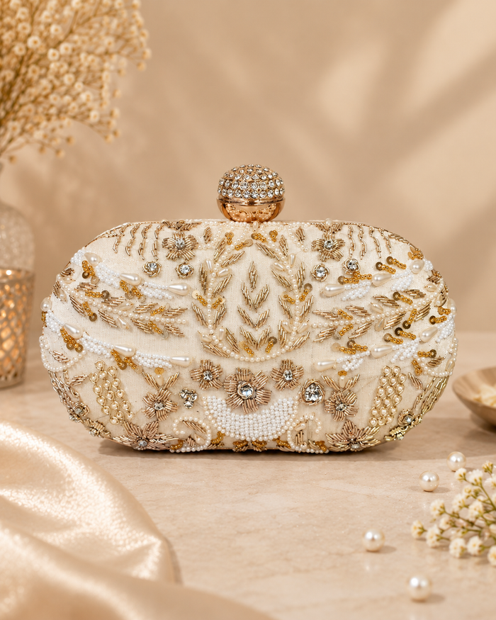 Capsule Zari Clutch | Off White