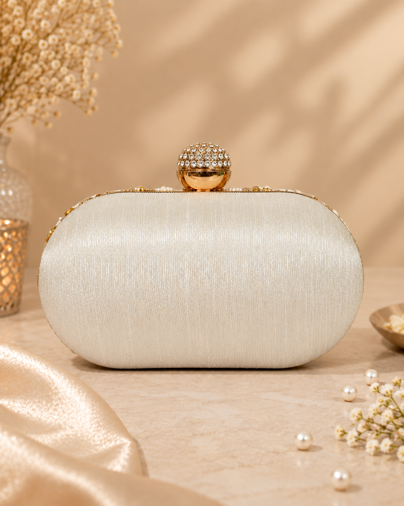 Capsule Zari Clutch | Off White