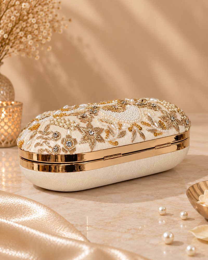 Capsule Zari Clutch | Off White