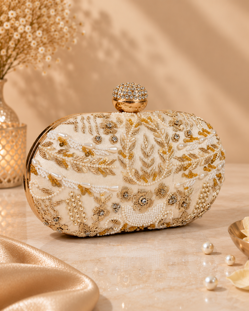 Capsule Zari Clutch | Off White