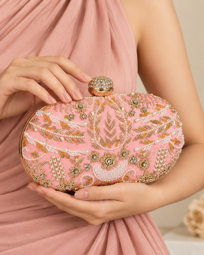 Capsule Zari Clutch | Pink