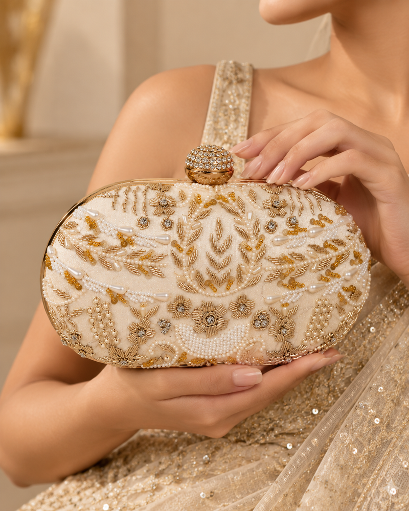 Capsule Zari Clutch | Off White