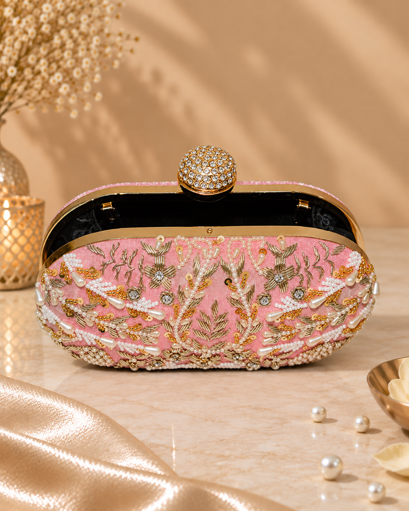 Capsule Zari Clutch | Pink