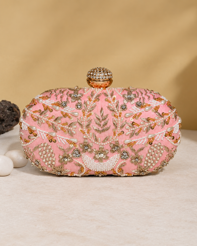 Capsule Zari Clutch | Pink