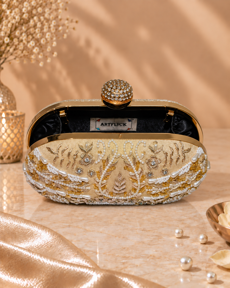 Capsule Zari Clutch | Golden