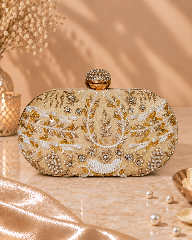 Capsule Zari Clutch | Golden