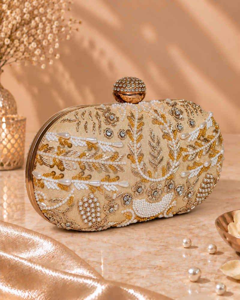 Capsule Zari Clutch | Golden