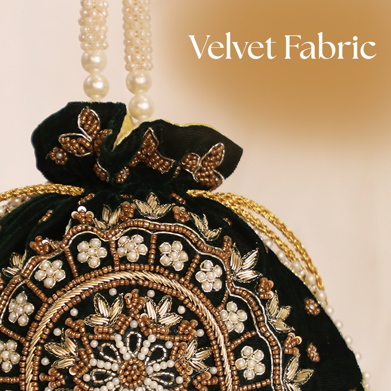 Maira Zardozi Pearl Green Potli