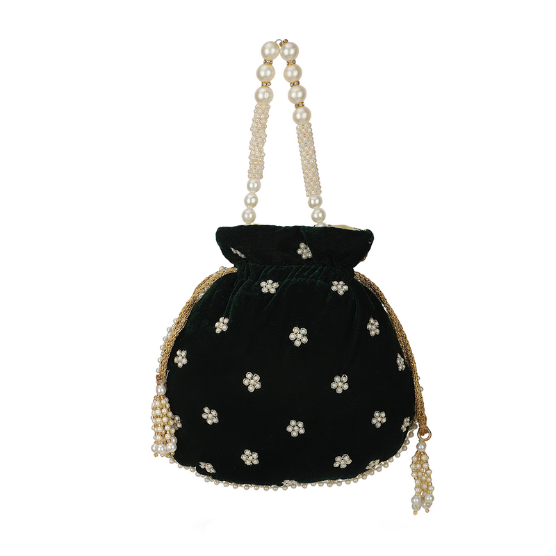 Maira Zardozi Pearl Green Potli