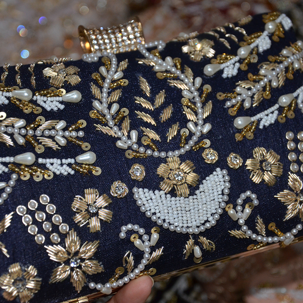 Pillow Zari Clutch | Blue