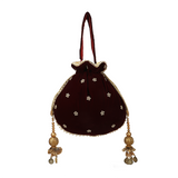 Raas Zardozi Maroon Potli