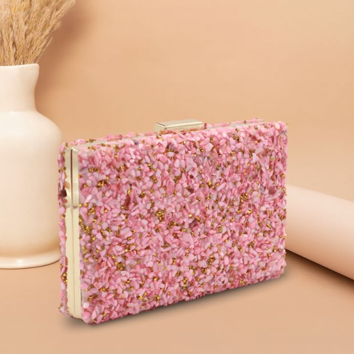Gravel Stone Clutch | Pink