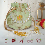 Jashn Organza Mint Potli - ArtFlyck