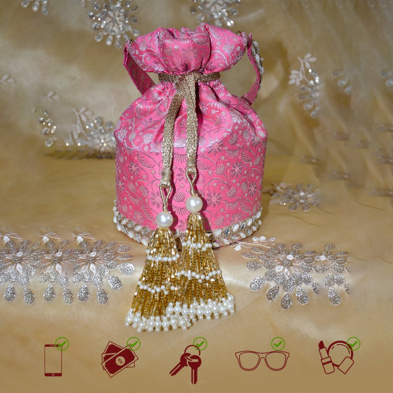 Naaz Banarasi Potli | Pink - ArtFlyck