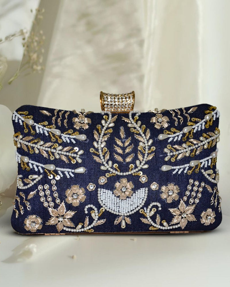 Pillow Zari Clutch | Blue - ArtFlyck