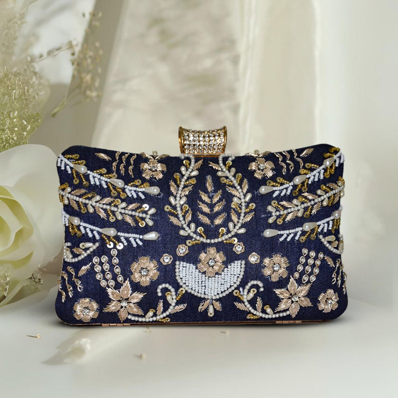Pillow Zari Clutch | Blue - ArtFlyck