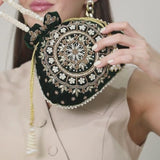 Maira Zardozi Pearl Green Potli