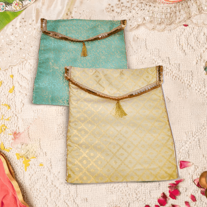 Suit / Saree Cover - Golden-Mint(Pack of 2)